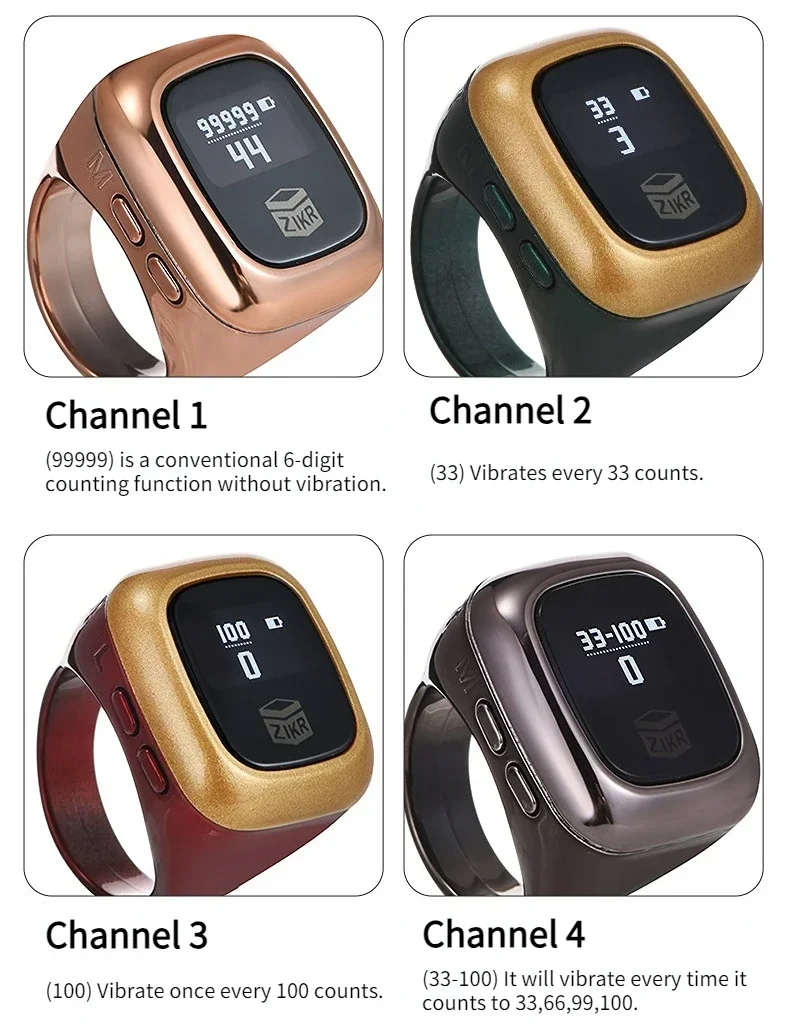 Finger Ring OLED Display Finger Counter Time Reminder Tasbih Tally Counter with Time Date Display for Accurate Counting