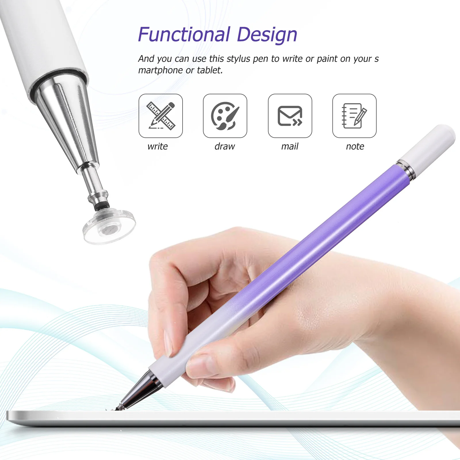 

Screen Touch Stylus Pen Metal Gradient Color Universal Capacitive Pen for Smartphone Tablet Drawing Practical Screen Pens