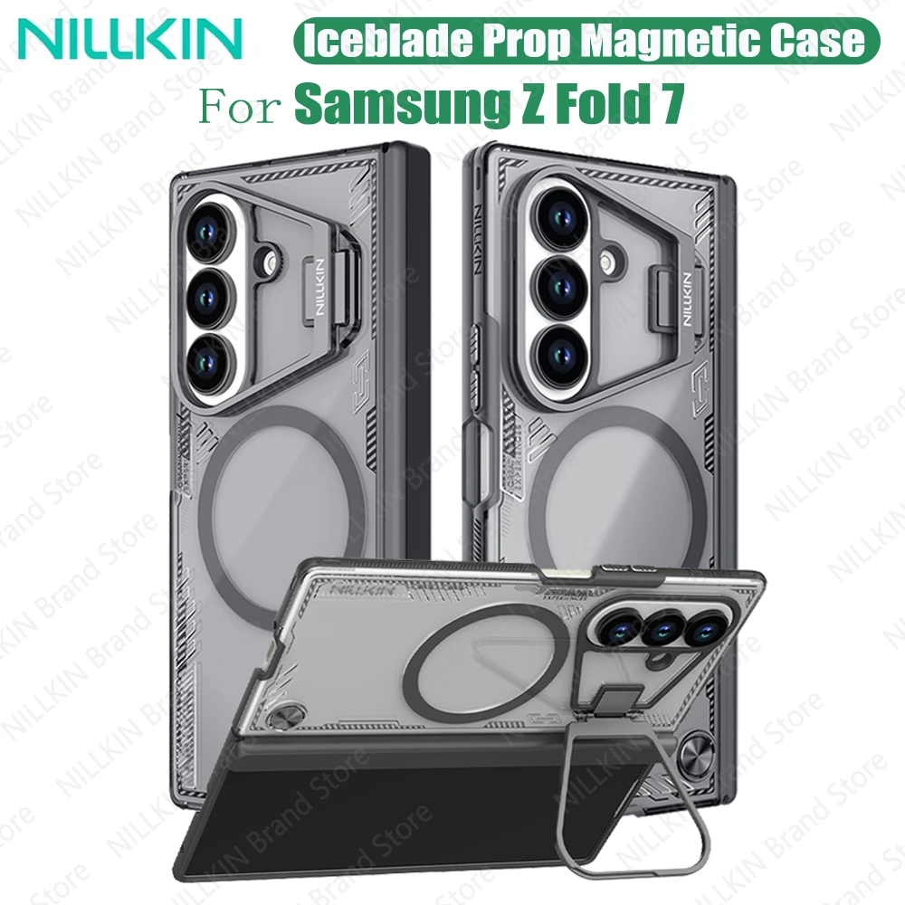 For Samsung Galaxy Z Fold 7 MagSafe Case NILLKIN Iceblade Prop Transparent Magnetic Charging Cover For Z Fold7 With Phone Holder