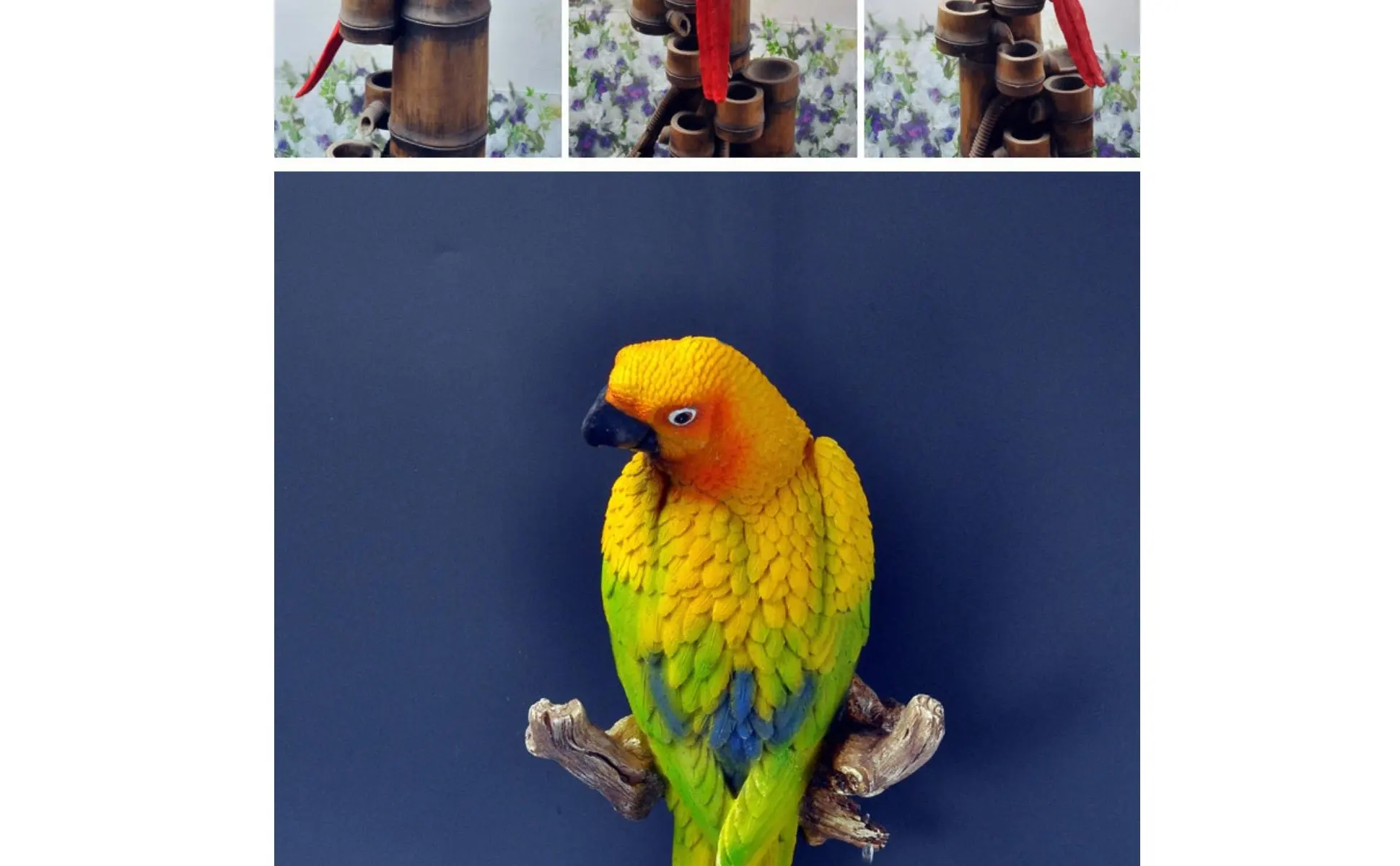 Resin Parrot Decoration Vivid Hues Realistic Parrot Statue Lifelike Avian Figurine Weather Resistant Large Macaw Sculpture