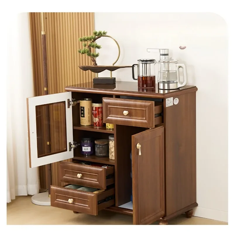 

Household tea bar machine cabinet integrated cabinet living room new Chinese solid wood high-end dining side cabinet fully