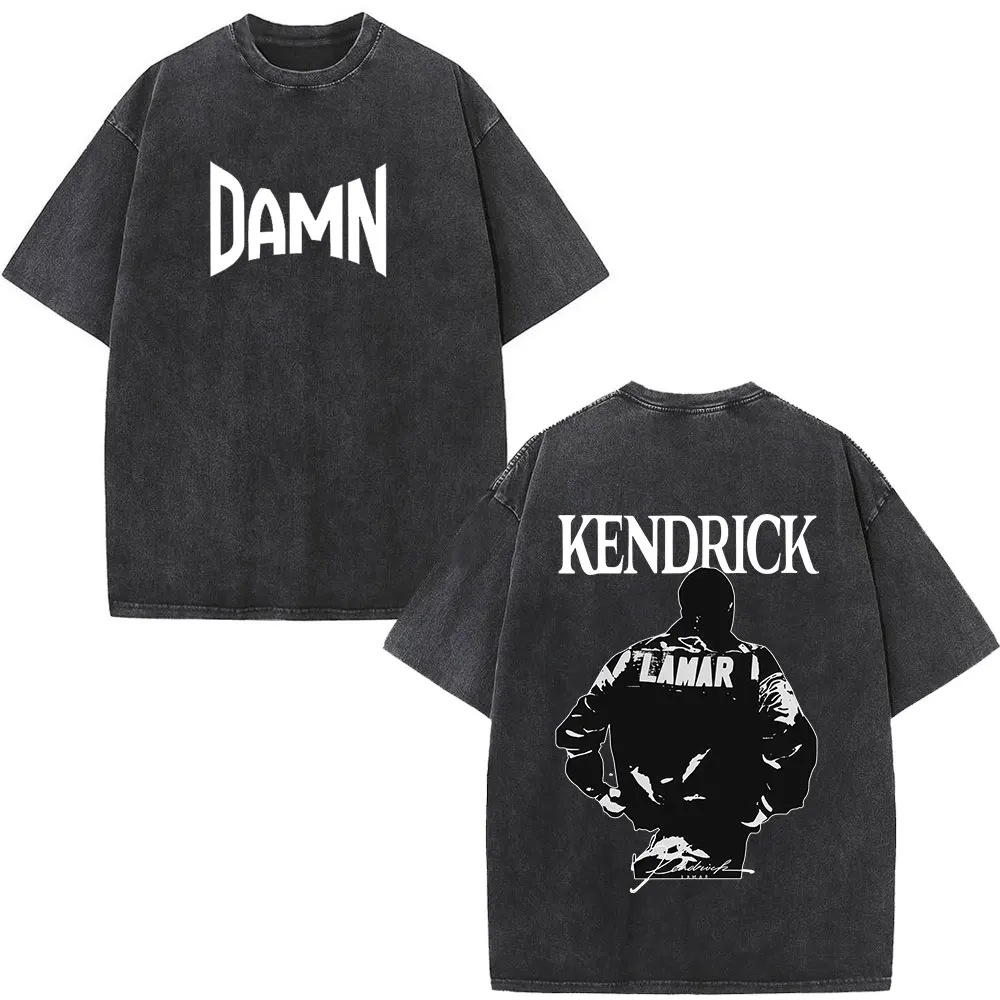 Rapper Kendrick Lamar DAMN Washed T-shirts Men's Women Clothing Fashion Vintage Casual Oversized Short Sleeve T Shirt Streetwear