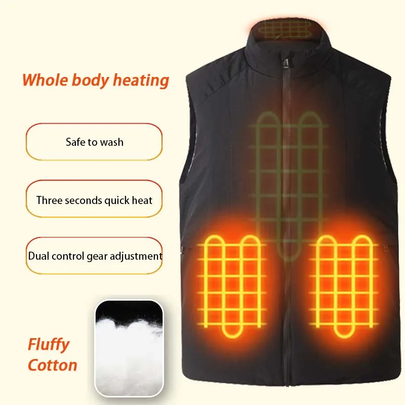 

Men Autumn Winter Smart Heating Cotton 6 Area Heated Vest Women Thermostatic Vest Dual Control Gear Adjustment Warm Jacket