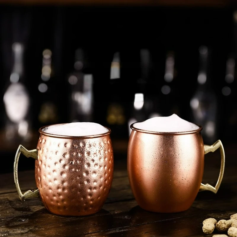 1Pc 550ml Moscow Mule Copper Mug Metal Mugs Cup Stainless Steel Beer Wine Mug Coffee Cups Drinkware Bar Accessories