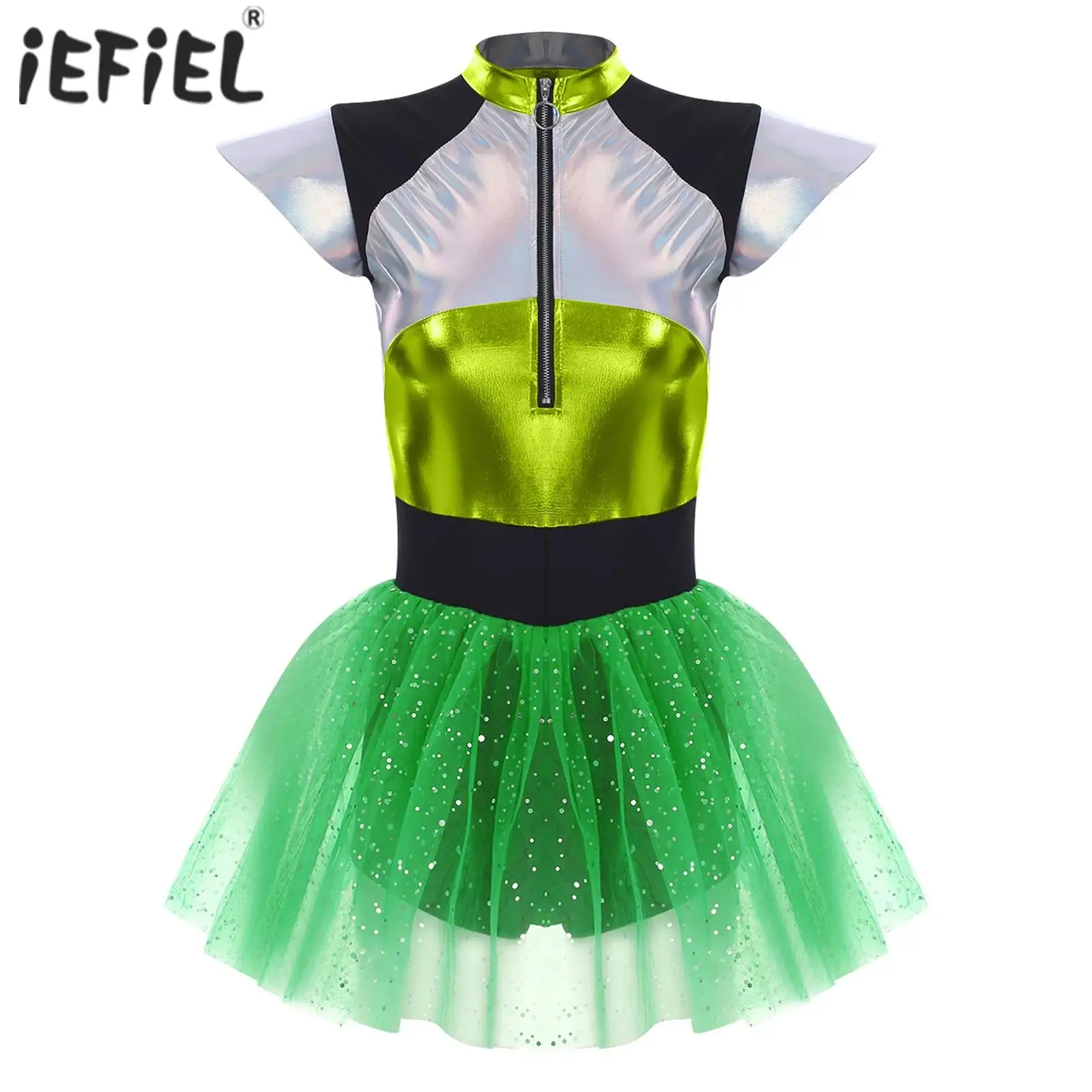 إمرأة الفضاء كاديت الغريبة رائد الفضاء روبوت تأثيري حلي يطير كم الجبهة البريدي مطرزة تول تنورة بويشورت بذلة فستان #1