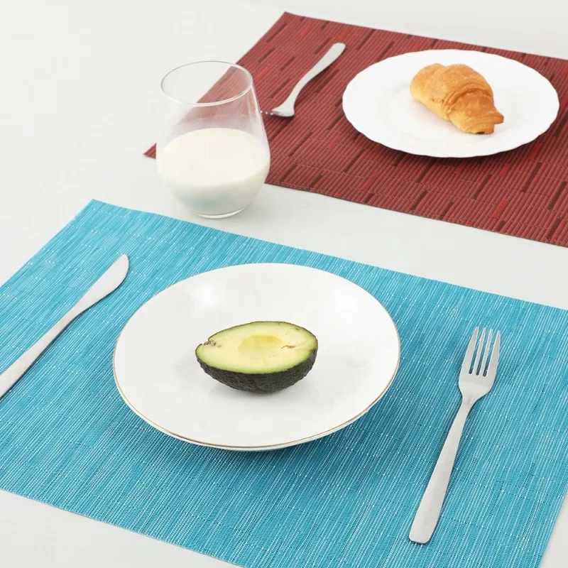 Hot Sale Woven PVC Place Mat Color Available Customized Bamboo Placemats Gray-white Eco-friendly  Dining Table Mat