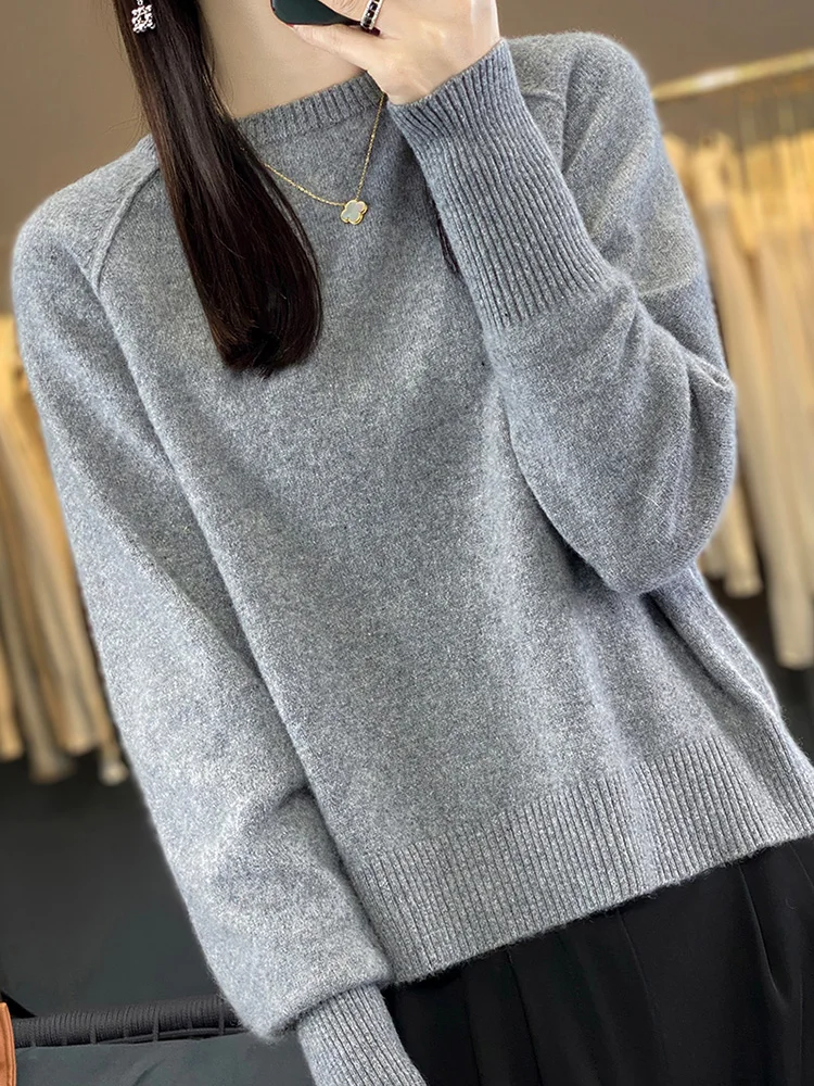 Pure Wool O-neck Pullovers Batwing Sleeve Jumpers Comfort High-Grade Autumn Winter New Knitwears Clothes For Women Fashion Warm