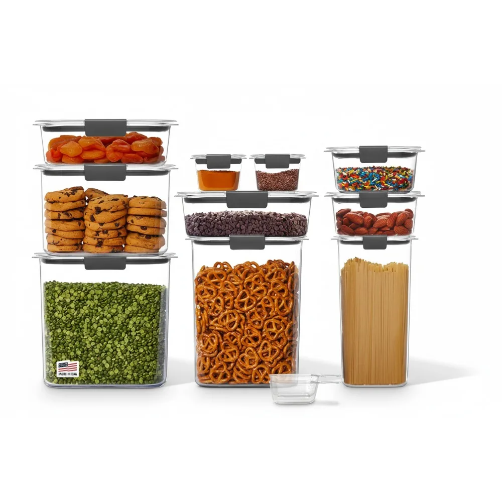 

Набор герметичных контейнеров для хранения продуктов питания, 10 предметов, прозрачные кухонные органайзеры без BPA для домашней кулинарии