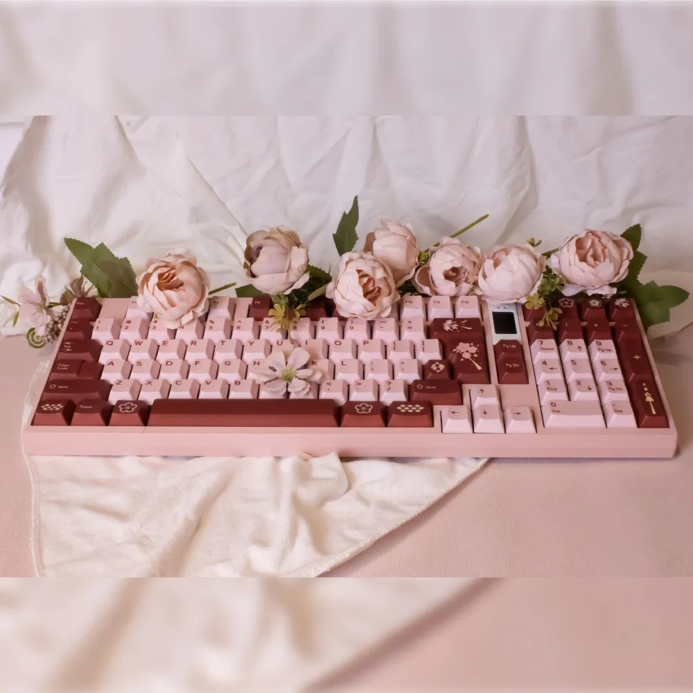 

140 Keycaps PBT Dye-Sublimation Cherry Original Profile Romantic Pink Gifts For Writer Gaming Women Girls Friends Office Work