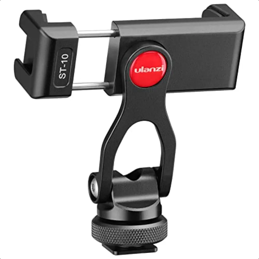 

Camera Phone Mount Tripod Holder ULANZI ST10 Metal Dual Cold Shoe Smartphone Vlog Holder DSLR Hot Shoe Phone Mount for iPhone C
