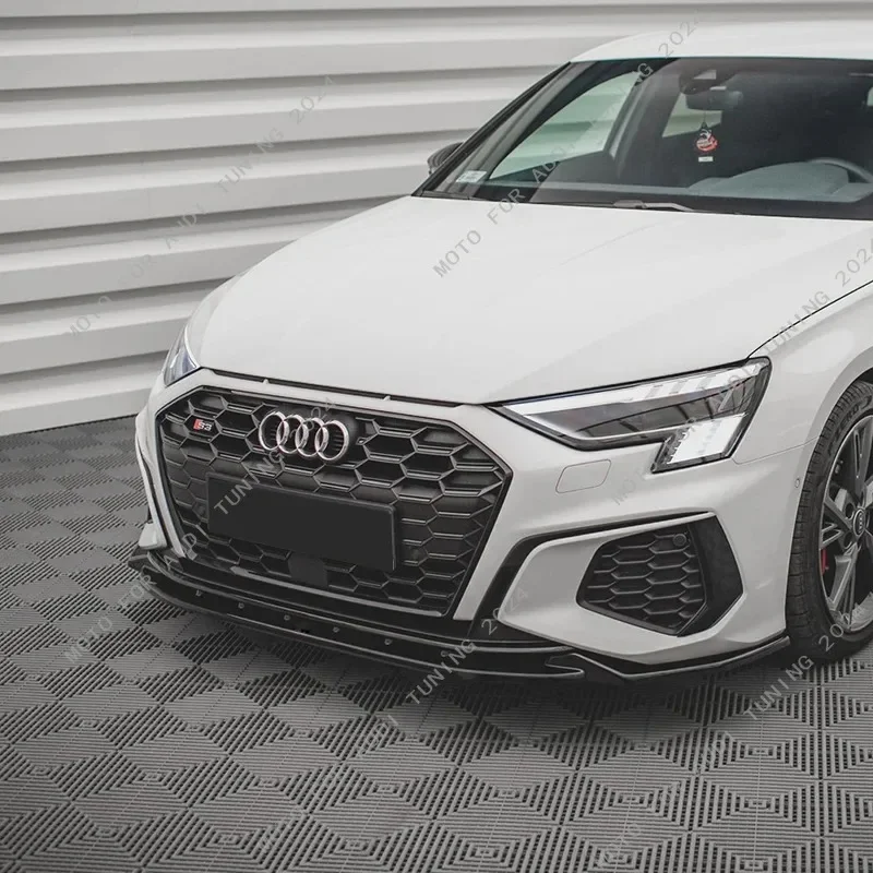 MAXTON Style Dla Audi A3 8Y S3 S-Line 2020-2024 Przedni zderzak Warga Podbródek Spoiler Splitter Body Kit Przednia warga Spoiler Osłona Osłona