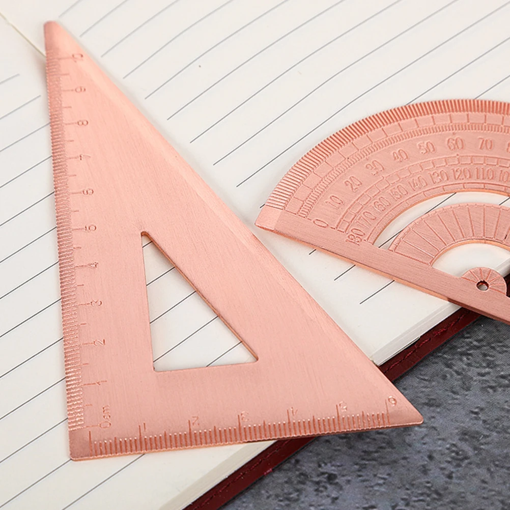 

Copper Ruler Stationery Triangle Scale Geometry Square Precision Measuring Tool Retro Handmade Copper Material Students