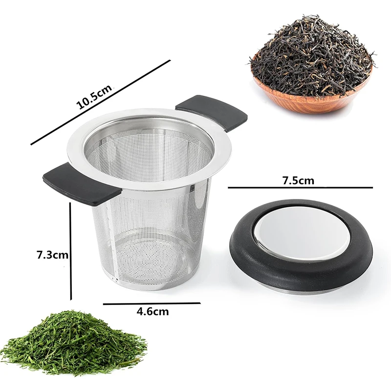LMETJMA Tea Infuser Basket Stainless Steel Tea Strainer Tea Filter With Small Strainer And Lid Tea Diffuser For Loose JT340