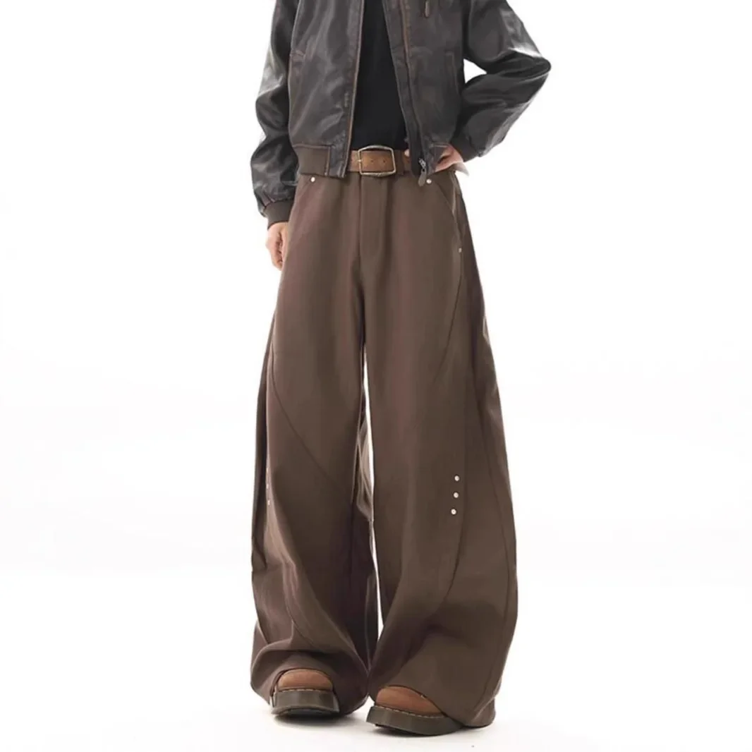 

High-End Casual Long Pants Black Curved Blade Style Loose Fit for Men