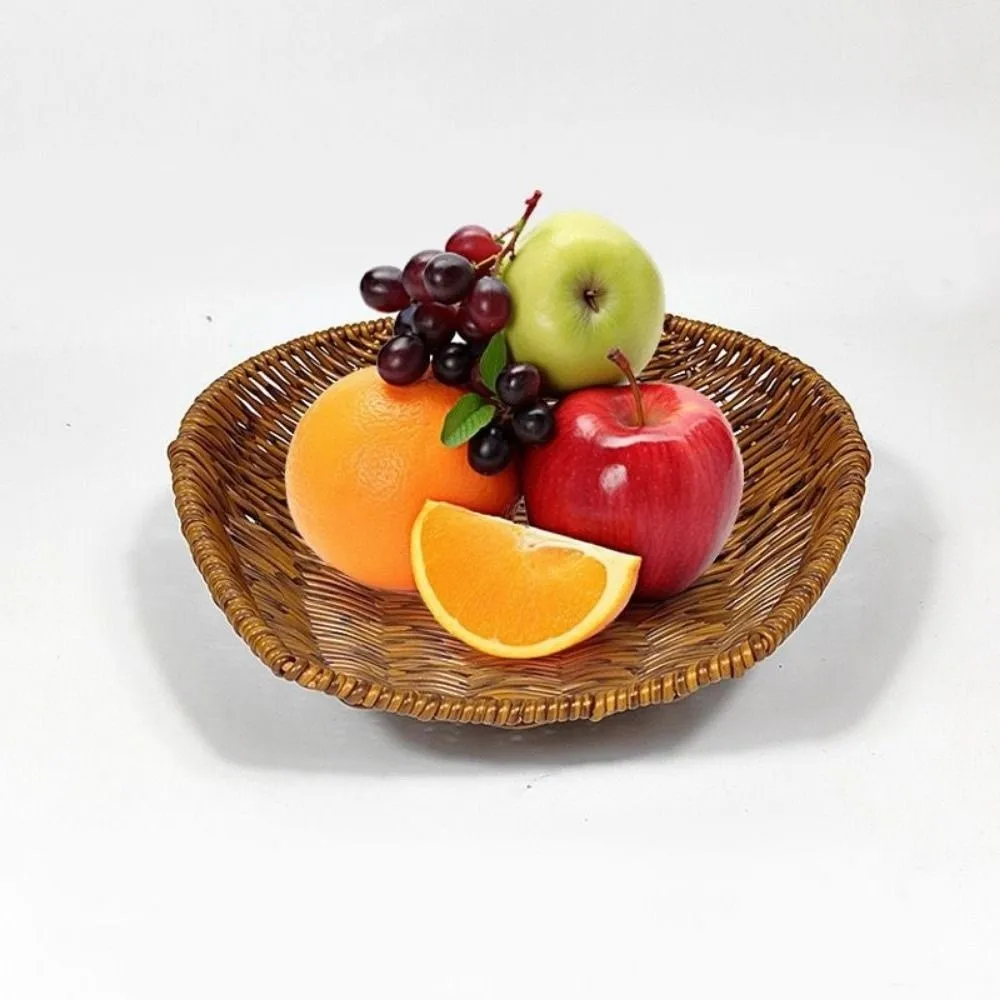 High Quality Hand-woven Small Dustpan Plastic 3 Sizes Imitation Rattan Wicker Oval Storage Box Cosmetic House Kitchen Supplies