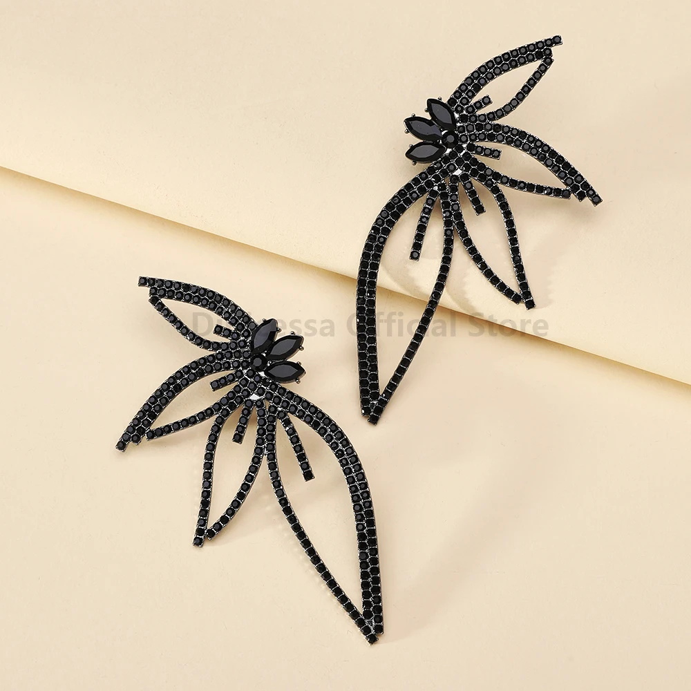 Wing Full Shiny Rhinestone Unusual Original Decor Bridesmaids Wedding Party Jewelry Trend Luxury Big Stud Earrings For Women