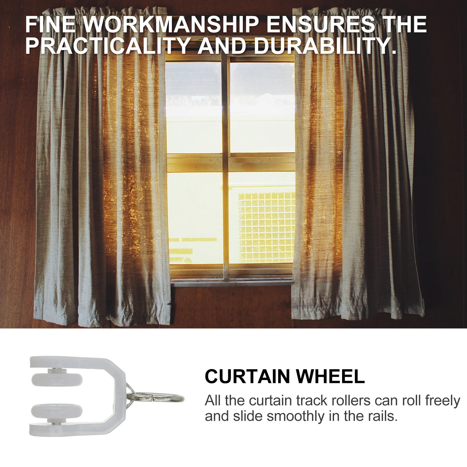 

20Pcs Curtain Track Wheels Reliable Rolling Curtain Hanging Pulley Accessories for Curtains Dividers Sheers Valances