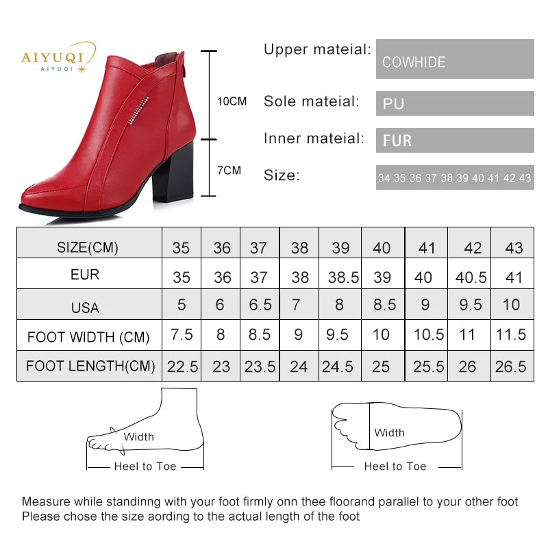 AIYUQI Women Boots Genuine Leather high heeled Shoes female boots fashion casual snow winter boots female High Quality