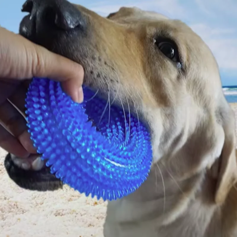 Quietschendes Interaktives Hundespielzeug, Bissresistentes Dorniges Zahnreinigungsspielzeug aus TPR für Welpen und Hunde – Detail 6