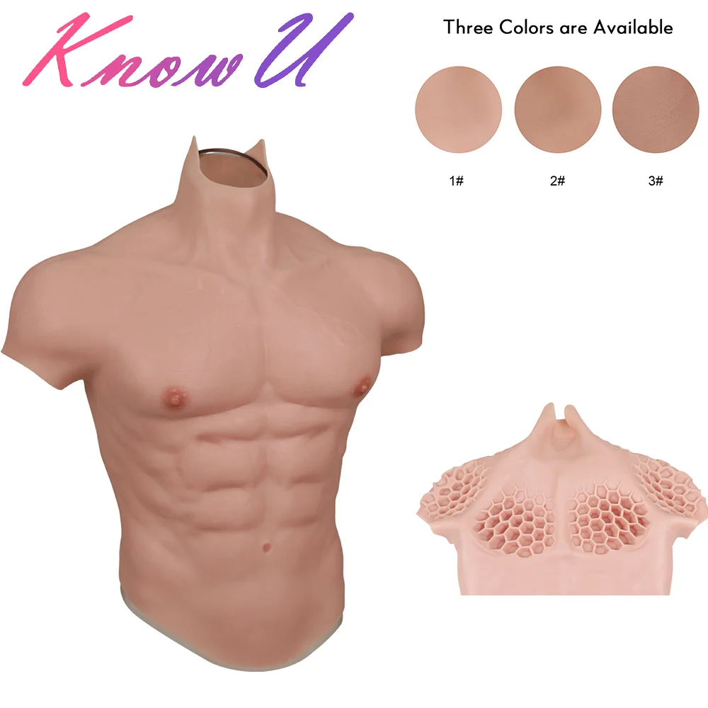 KnowU Cosplay Male Suit Fake Belly Muscle Men's Chest Crossdresser Macho Realistic Silicone Muscle Artificial Simulation Strong