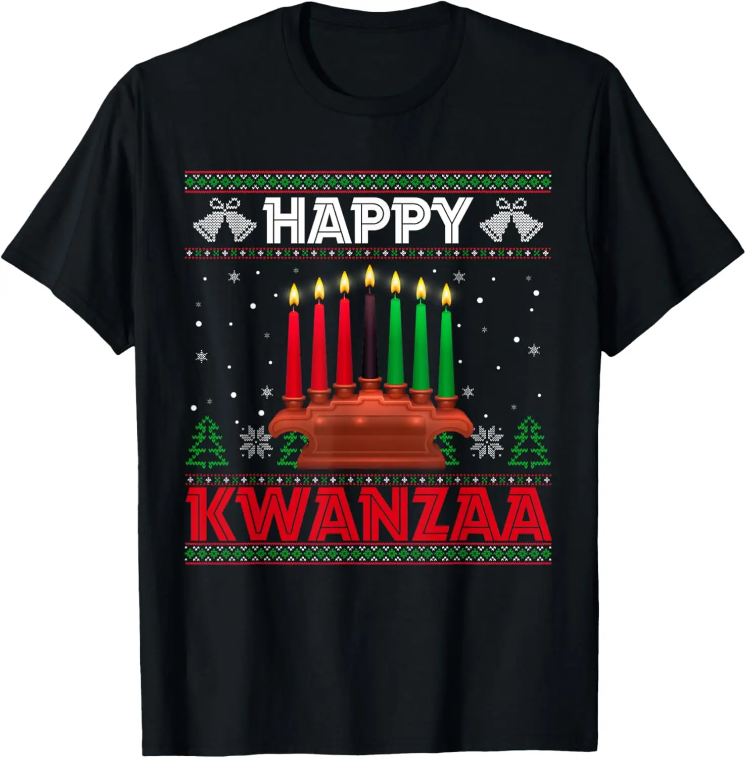 Happy Kwanzaa Kinara African American Ugly Christmas Sweater T-Shirt