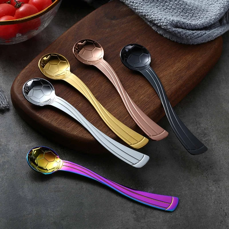 

Creative football pattern stainless steel spoon teaspoon coffee spoon ice cream sugar dessert spoon tableware kitchen accessorie