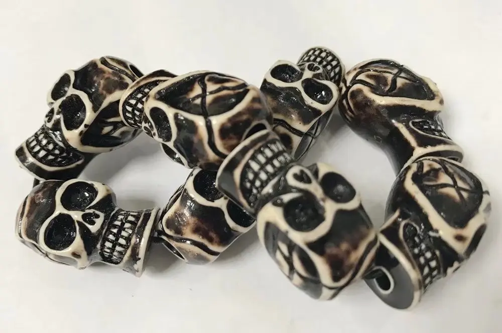 10 pcs Skull Skeleton Bead Bracelets Vintage Antique Handmade Rope Craft Fashion Jewelry  ymm