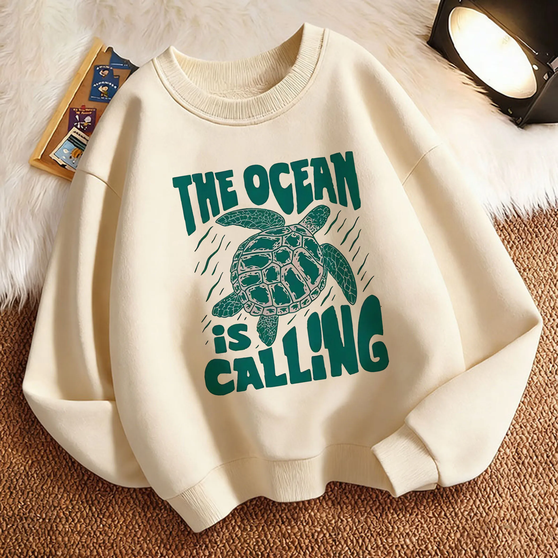 

Забавная детская толстовка-пуловер, весенняя модная толстовка с круглым вырезом и графическим принтом в виде морской черепахи, детская толстовка с капюшоном для мальчиков и девочек
