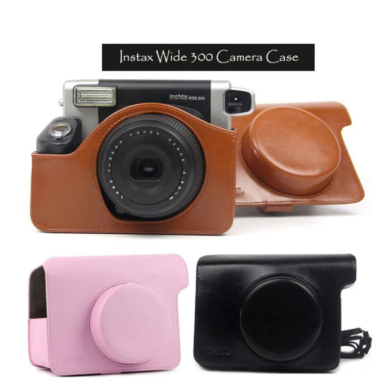 Für Fujifilm Instax Wide 300 Sofortbildkamera-Hülle, hochwertige PU-Leder-Tragetasche, 3 Farben – Kameratasche in Rosa, Braun und Schwarz
