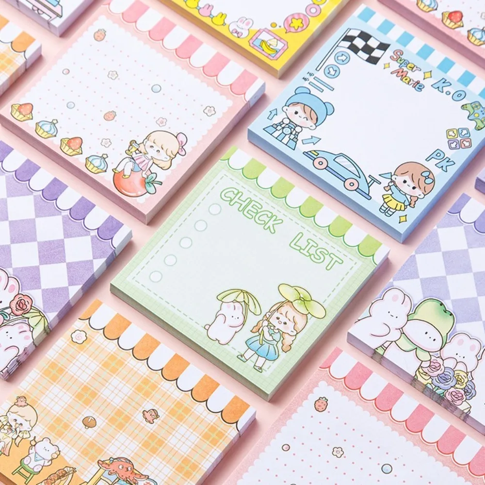 Simple Cute Sticky Note Book Removable Non-sticky Message Paper Korean Style Cartoon Memo Pad Students