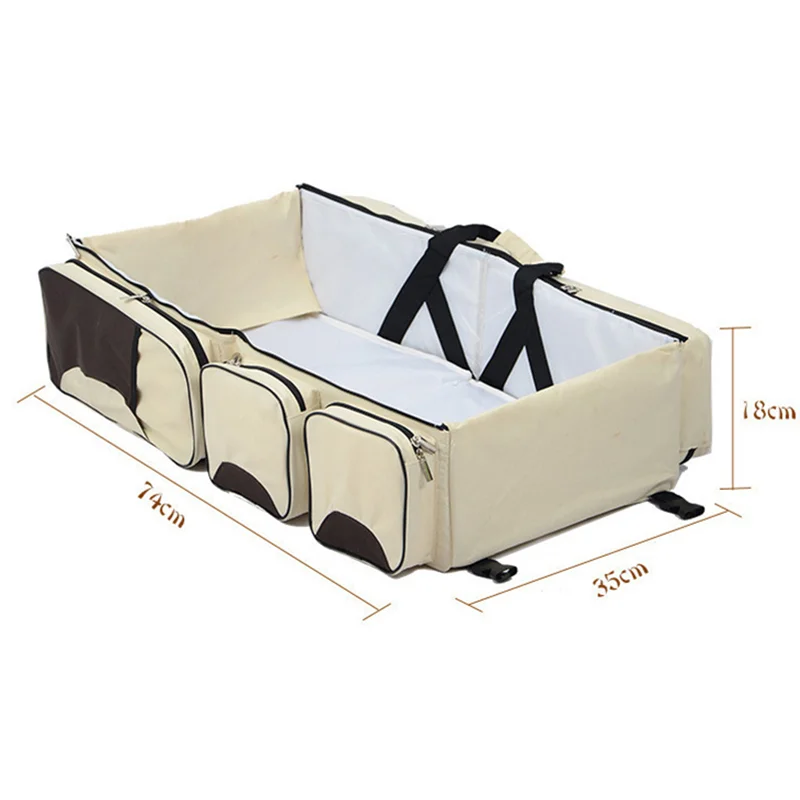 Portable Baby Folding Bed Sheet Shoulder Mommy Bag Multi functional Large Capacity Travel Children Folding Bed Bag