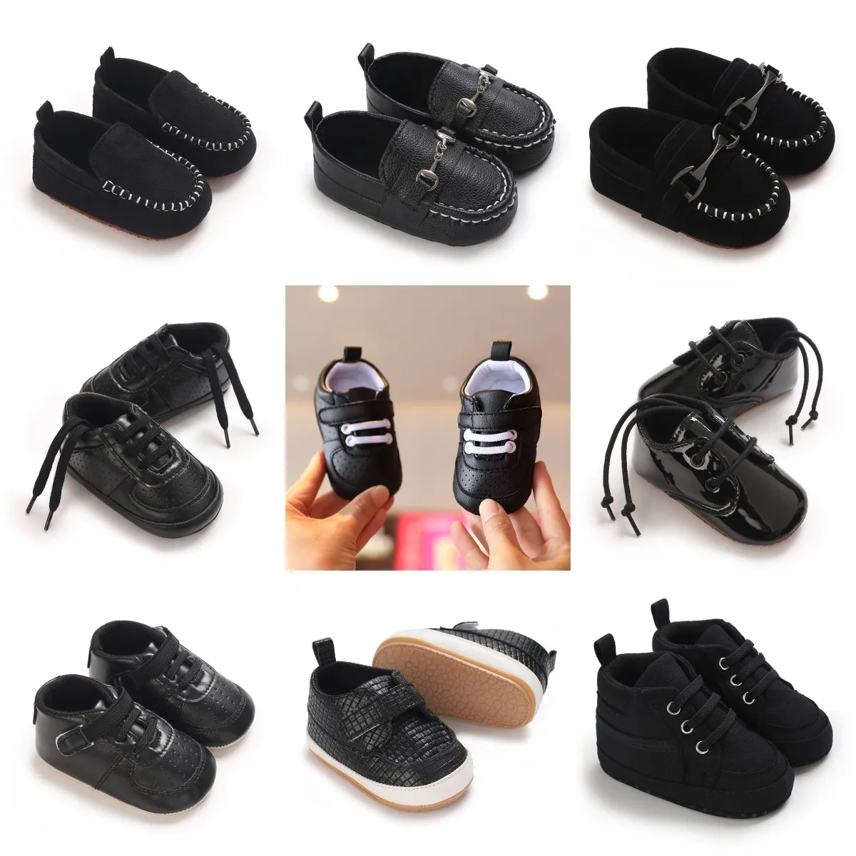 

Baby Boy Black Small Gentleman Baptism Shoes Toddler Soft Sole Anti-slip First Walkers Infant Newborn Crib Shoes Moccasins