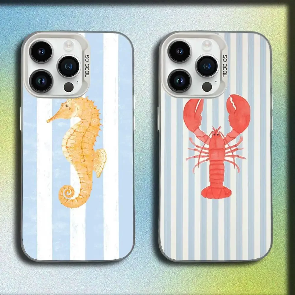 

striped sea animal Phone Case For iPhone 17,16,15,14,13,12,Pro,Max,Plus,E,SE4,Air,Mini White IMD Box