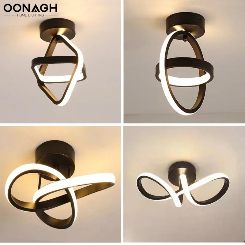 

Modern Small LED Ceiling Light 2-ring Creative Pendant Lamp Bedroom Living Room Indoor Lighting Aisle Balcony Hallway Lustre