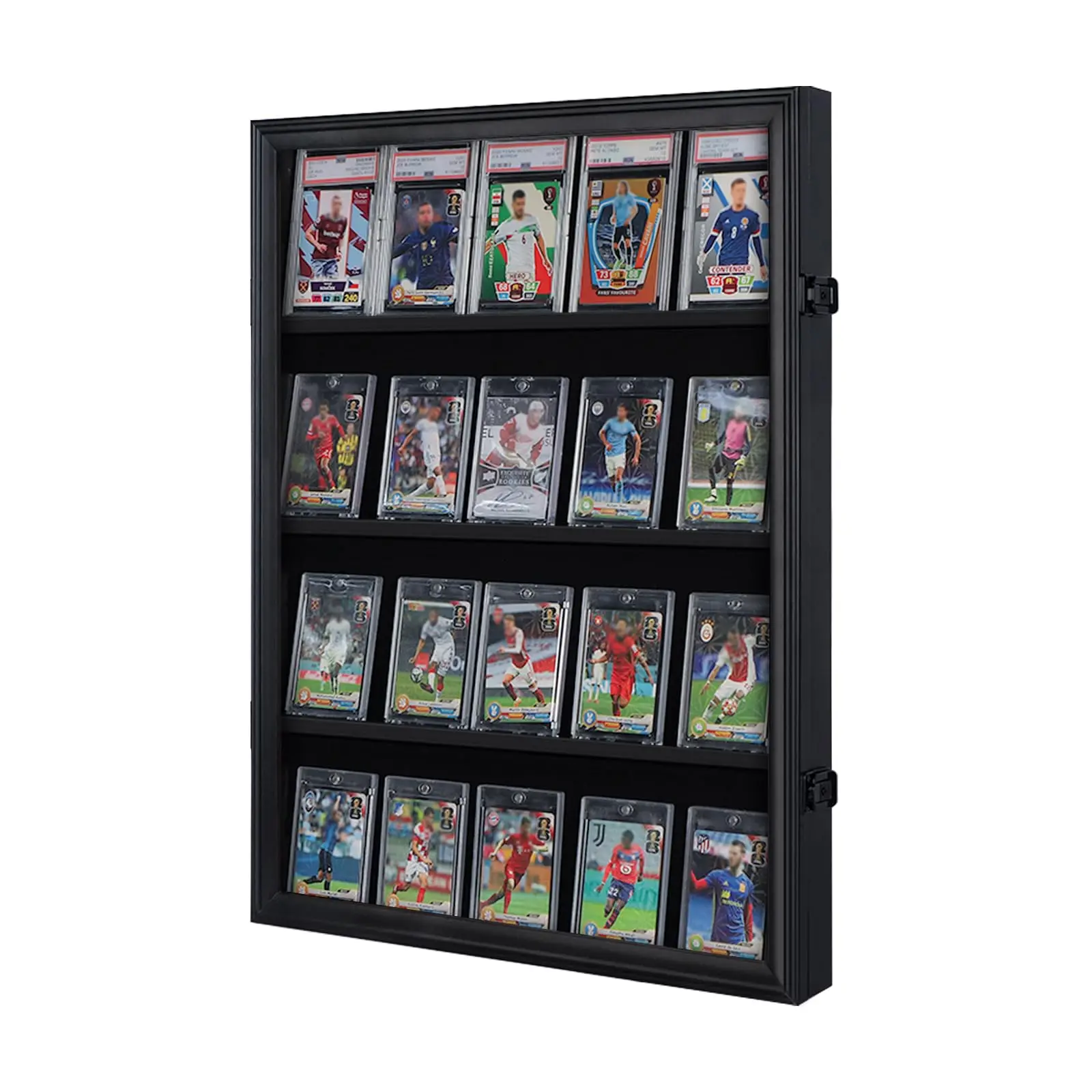 20 Graded Sports Card Display Case with UV Lockable Frame for Basketball Football Baseball Hockey Cards,Card Shadow Box with UV and Lock,Black