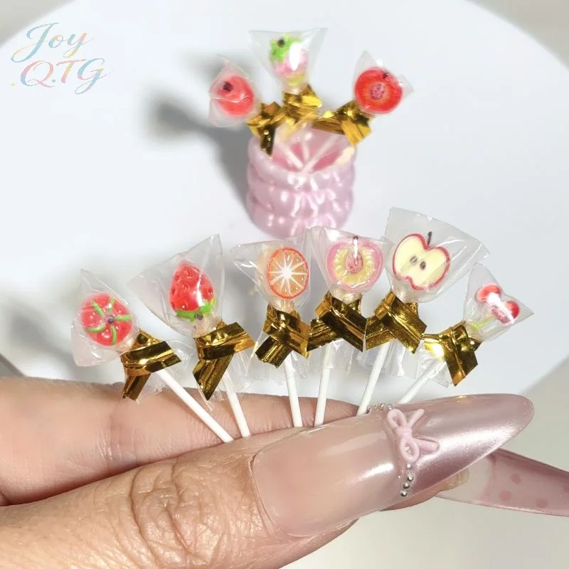 

6Pcs Fruit Lollipop Model Decoration 1:12 Dollhouse Miniature Candy DIY Accessories Kitchen Food And Play Toys Photography Props