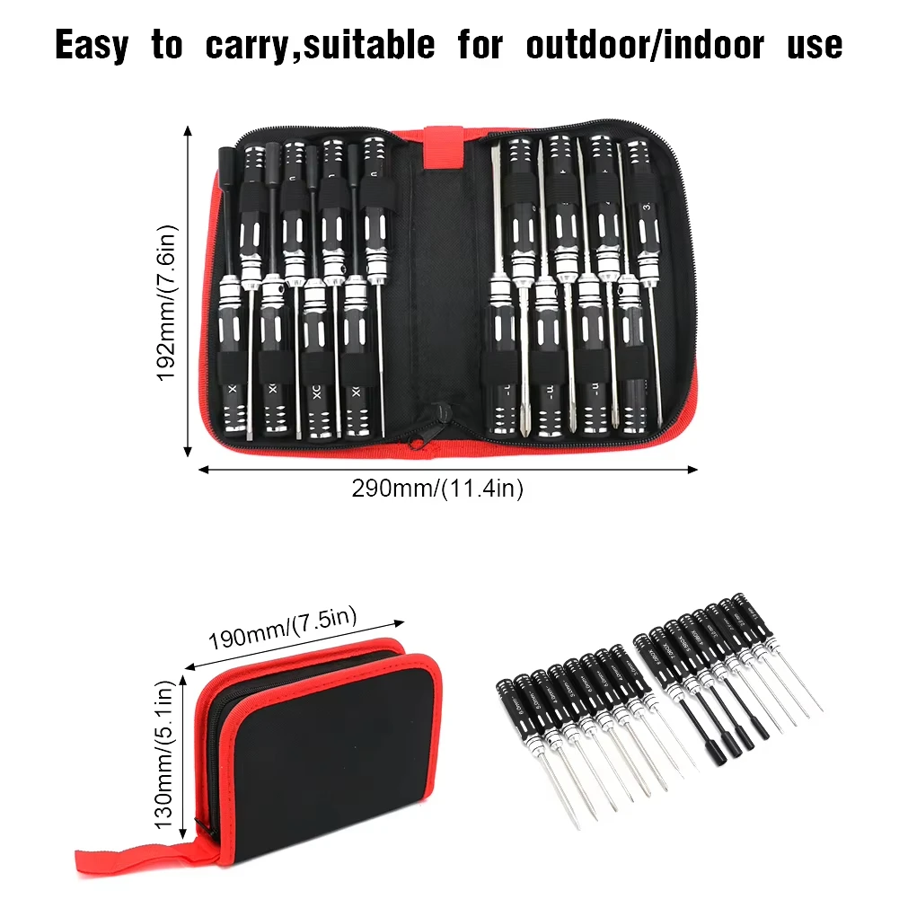 16pcs RC Hex Driver Set Hex Allen Screwdriver Kit Nut Driver Wrench Tool for RC Car Truck Helicopter Boat Model Repair Tools