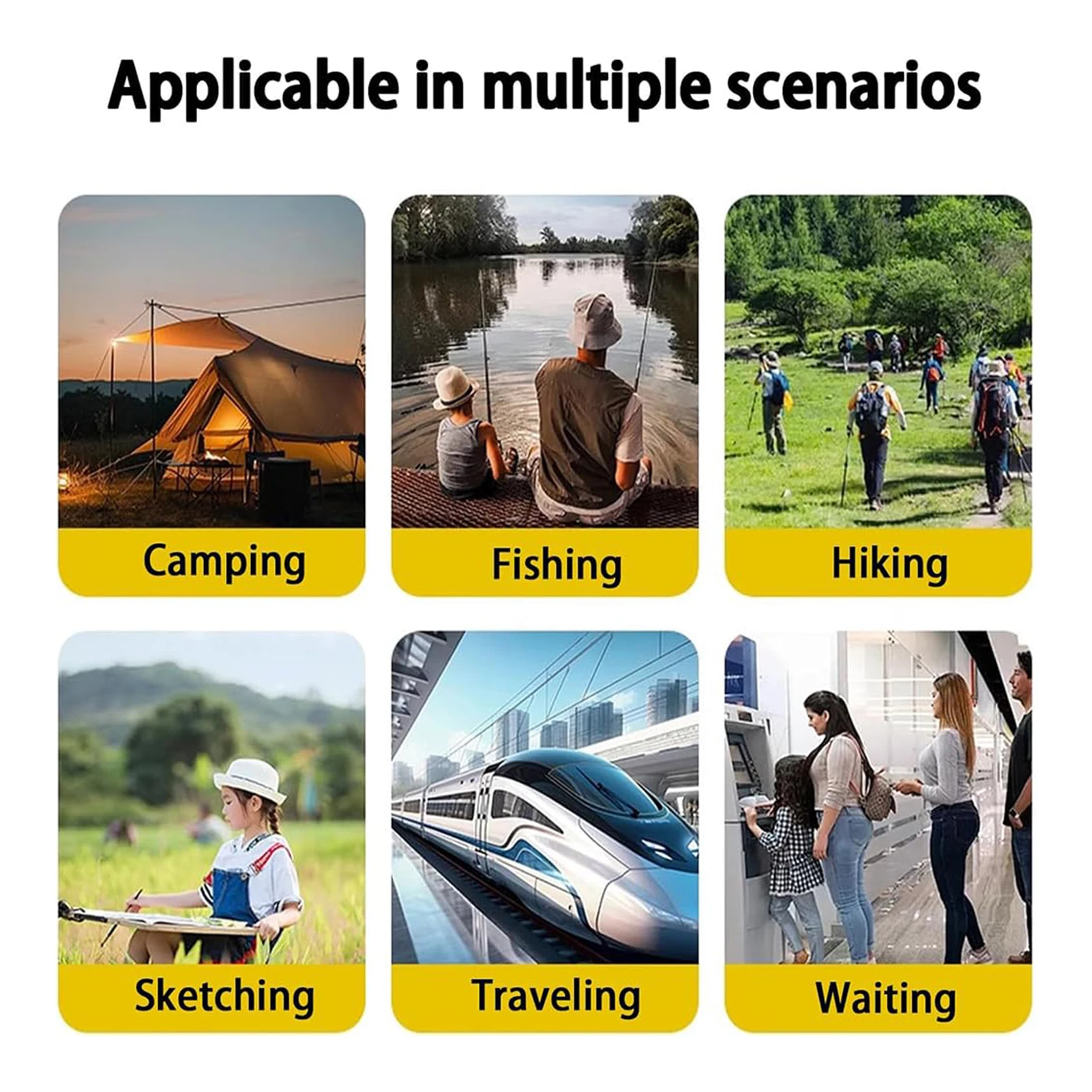 Foldable Chair with Crossbody Bag Design Easy Carry Seat for Fishing Hiking Camping Picnic Travel Daily Outdoor Activities Use