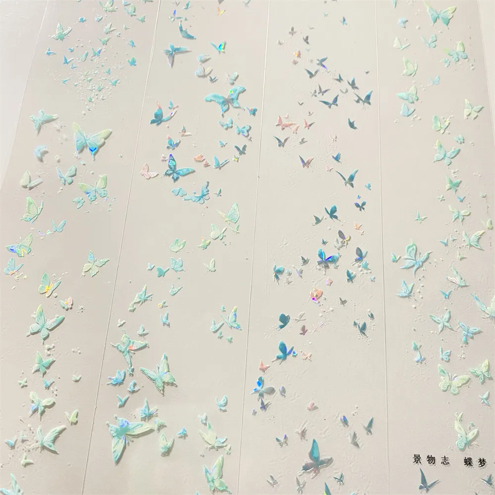 

Washi Pet Tape Journal F76 Dream Butterfly Blue 9999shiny Ancient Chinese Scrapbooking Planner Sticker Card Diy Loop Sample