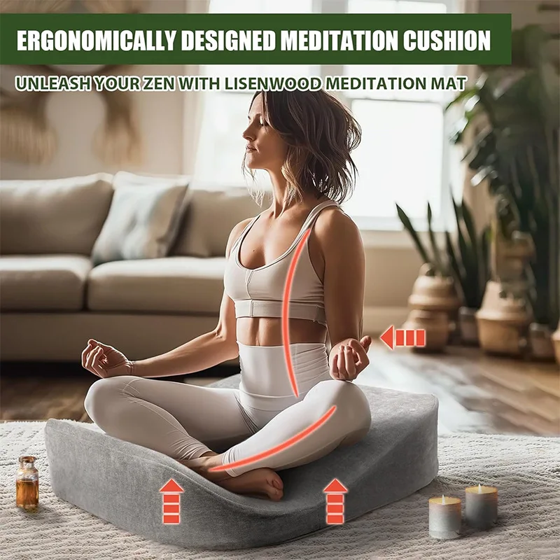 Customized meditation mat, sitting cross-legged, household air cushion flocking style, seat cushion, easy to fold outdoors