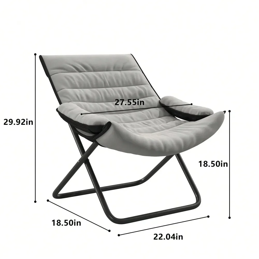 

Folding Chair, Recliner With Footstool, Modern Single Sofa With Ottoman, Side Pocket, Comfortable Outdoor Indoor Chair, Grey
