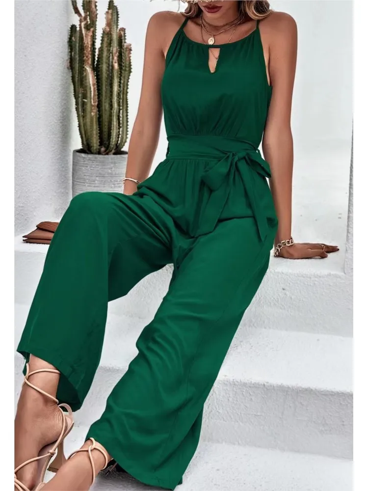 Summer Solid Women New Jumpsuit Fashion Elegant Sexy Spaghetti Strap Casual Jumpsuits 2024