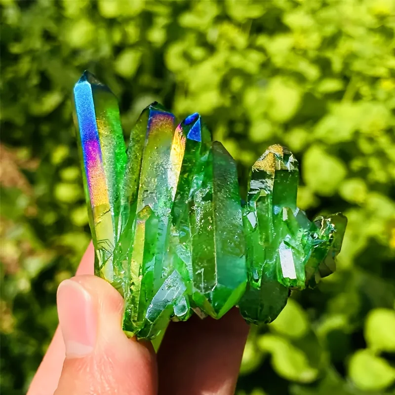 

1PC Demagnetization Green Crystal Cluster Electroplated Crystal Cluster Handicrafts Home Decoration Ornaments Green Crystal