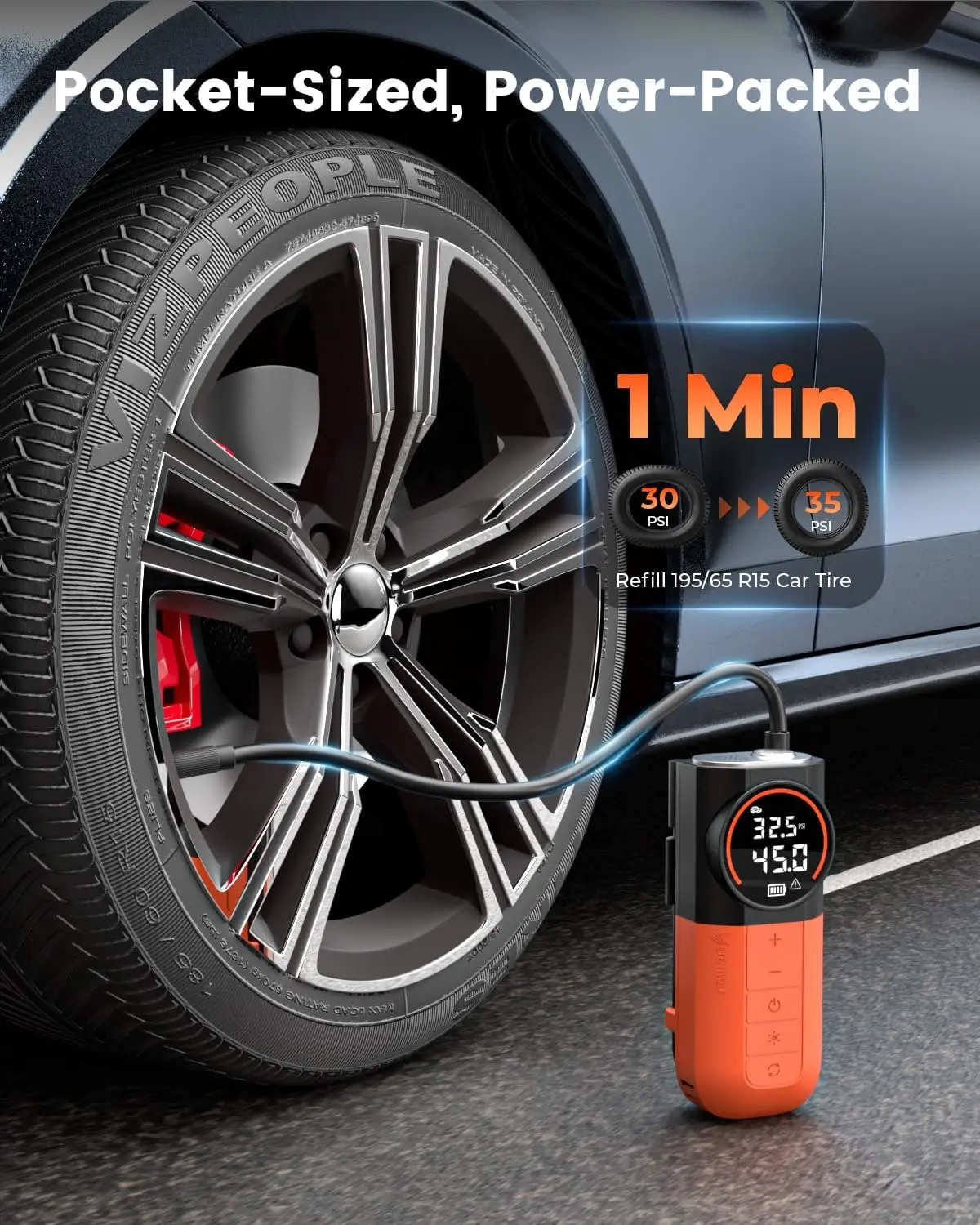 

Портативный воздушный компрессор Nulkomma для накачки шин, 160PSI, для автомобильных шин, велосипедов, мотоциклов, мячей, быстрое накачивание