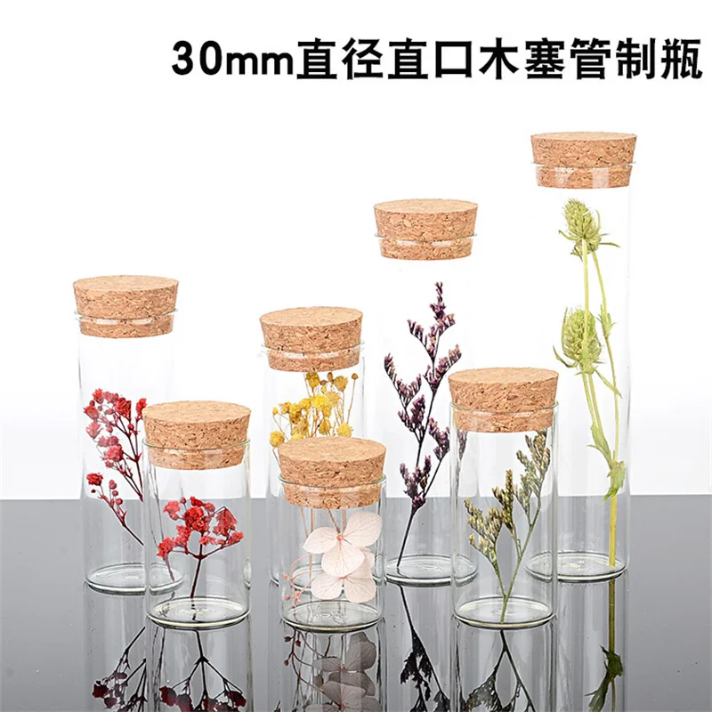 70pcs 30ml 30*70mm Test Tubes Glass Bottle with Cork Lids Potion bottles Glass Jars Glass vessels Spice Jars Glass Tubes