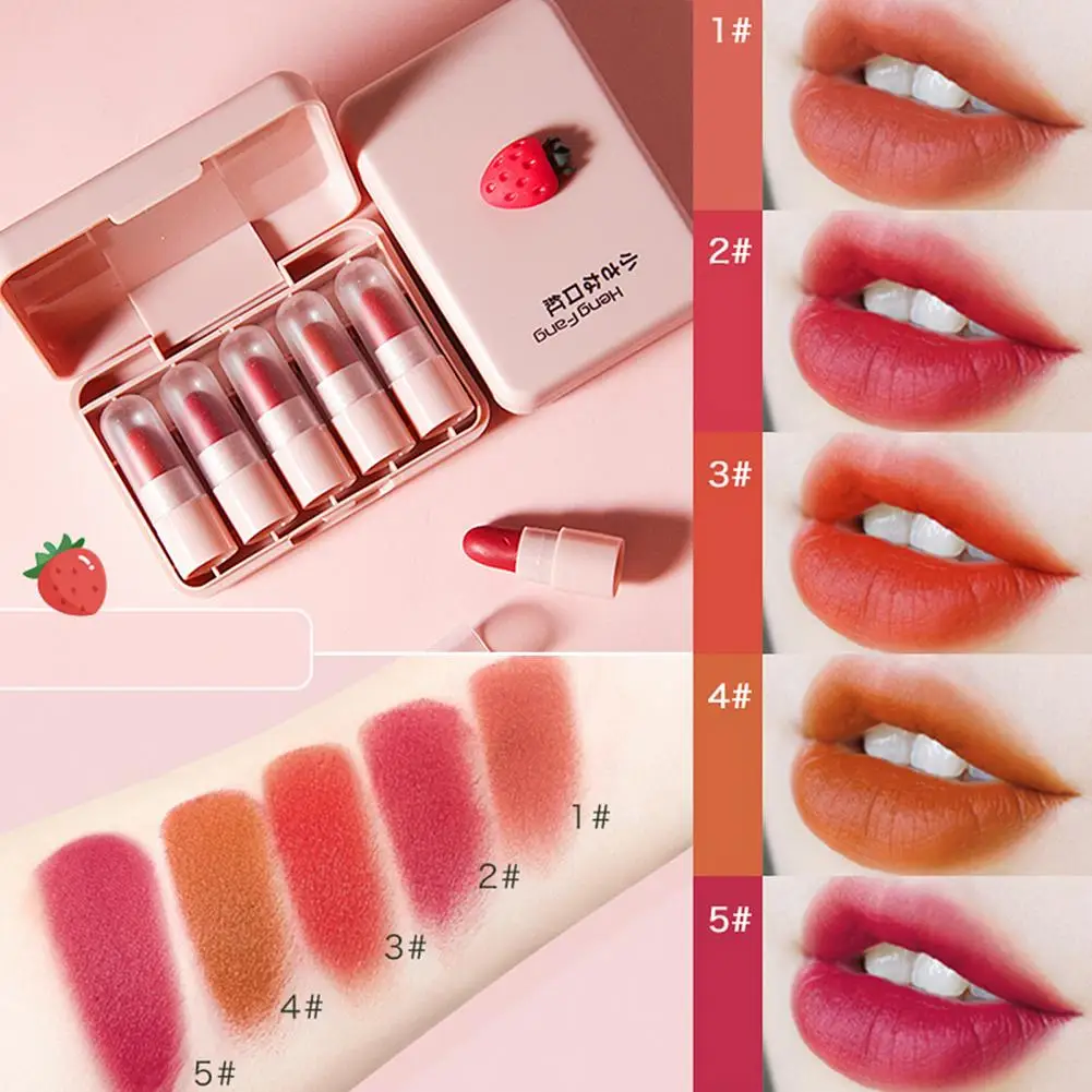 Milde Lipsticks Fluwelen Textuur Gemakkelijk Te Kleuren Veilige Ingrediënten Schoonheid Cosmetische Mini Lipsticks Lippenstift Lipmake-Up