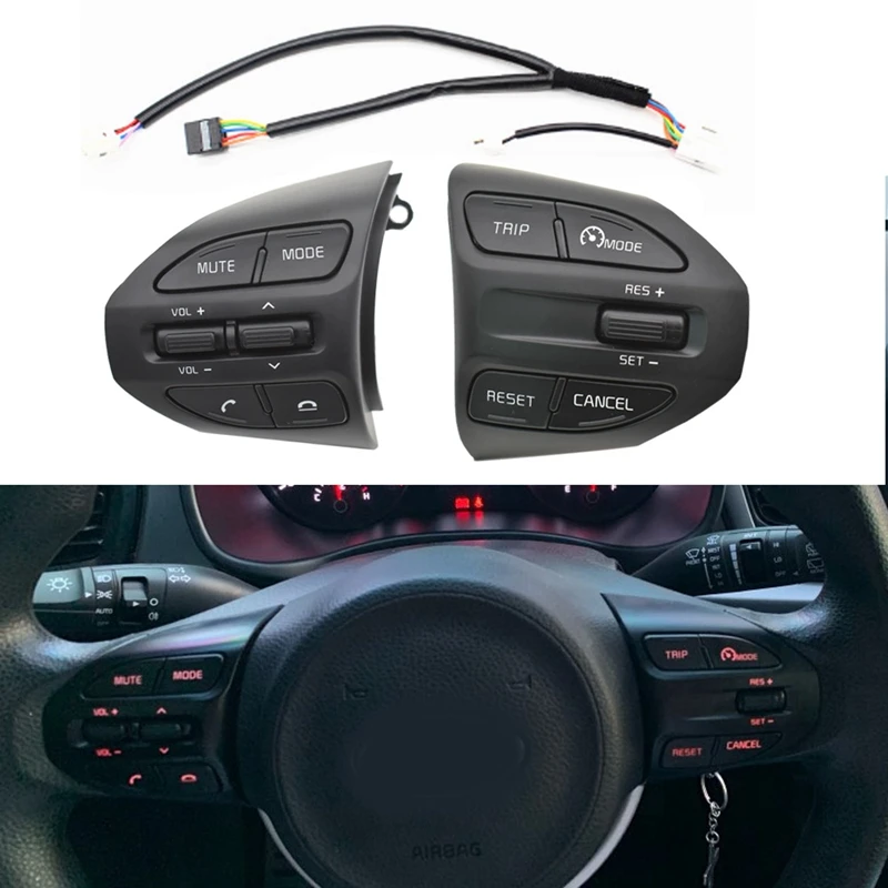 

Newsteering Wheel Buttons Bluetooth Phone Cruise Control Volume Switch For KIA K2 RIO 2017 2018 Accessories