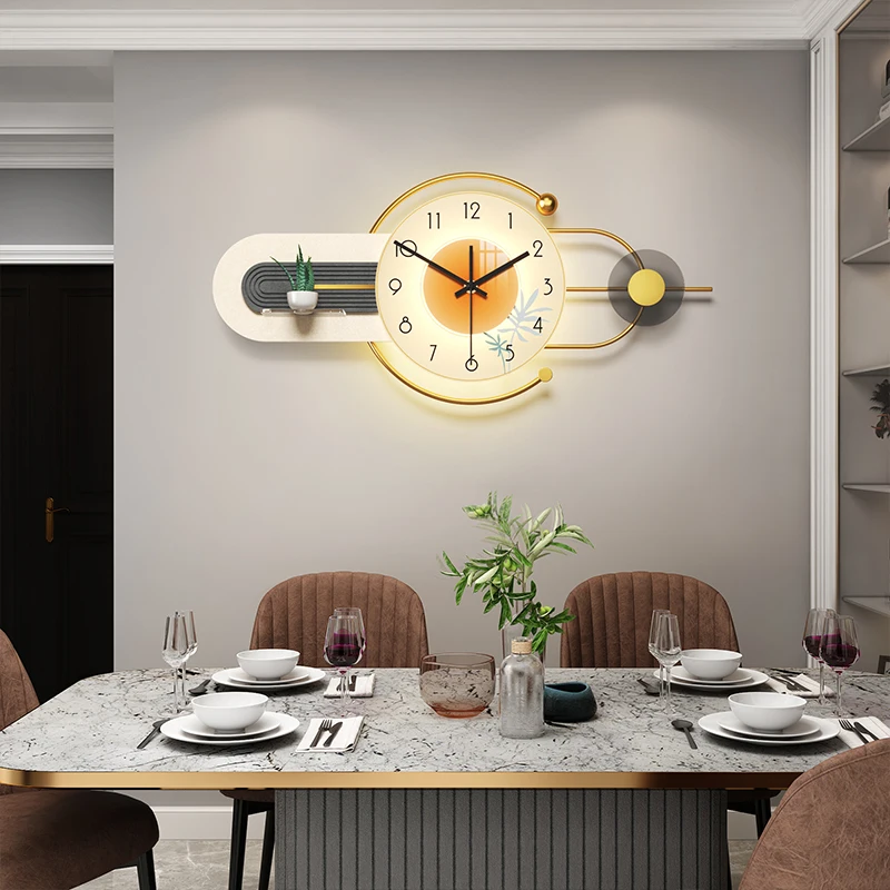 Creative Backlight Wall Clock Living Room 2023 New Simple Atmospheric Home Clock Wall Living Room Decorative Art Clock