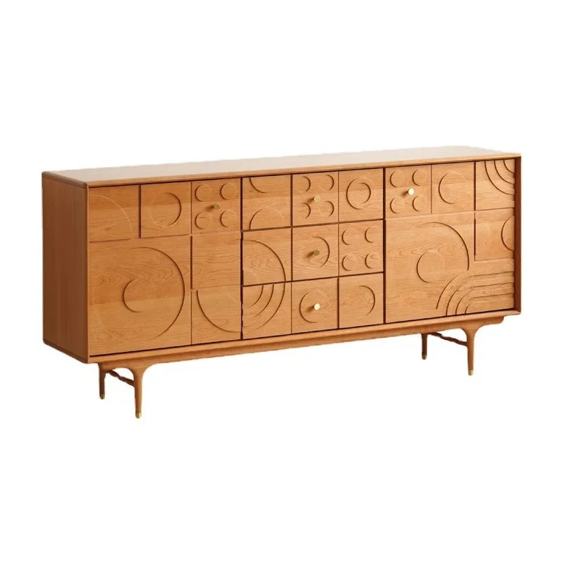 Retro solid wood cherry wood bucket cabinet, bedroom storage side cabinet, small apartment storage cabinet