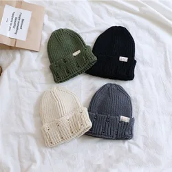 Autumn and winter baby wool hat Korean version solid color men's and women's casual versatile pullover knitted hat ins style